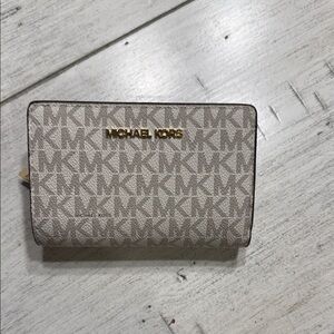 Michael Kors Beige and Gold Logo Wallet